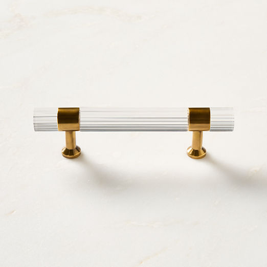 Kora Aged Brass and Acrylic Cabinet Handle 4"