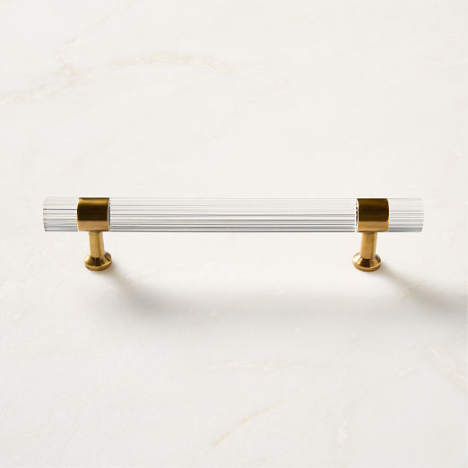 Kora Aged Brass and Acrylic Cabinet Handle 6"