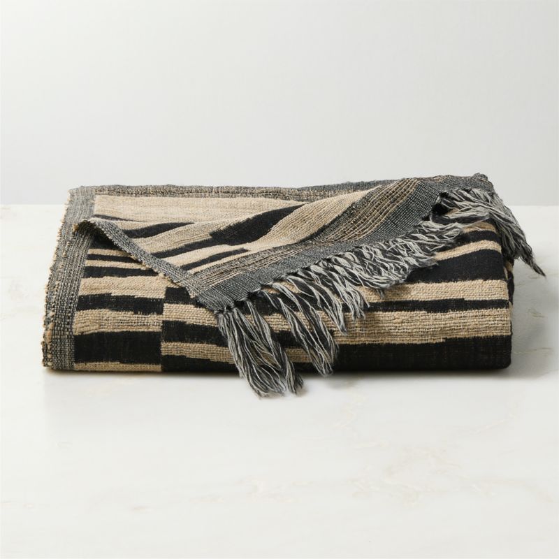 View Kori Brown Wool and Silk Throw Blanket 50"x70" details
