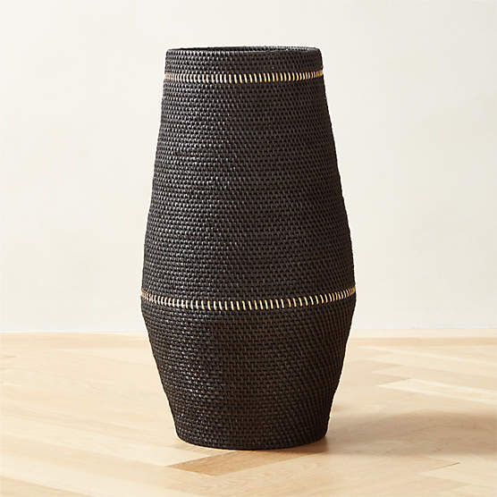 Korin Black Rattan Decorative Basket Large