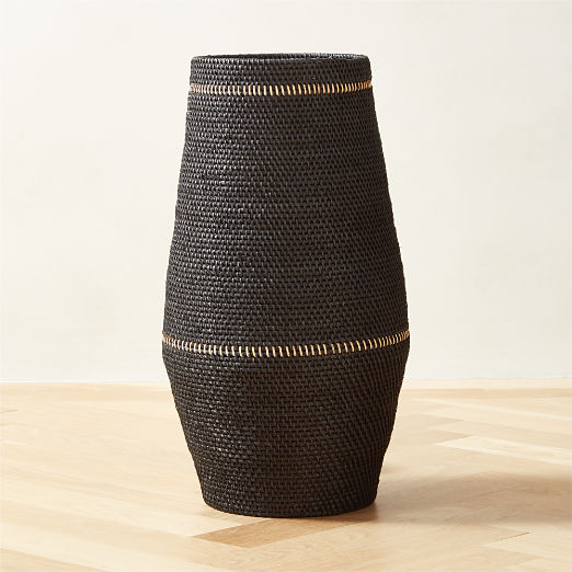 Korin Black Rattan Decorative Basket Large
