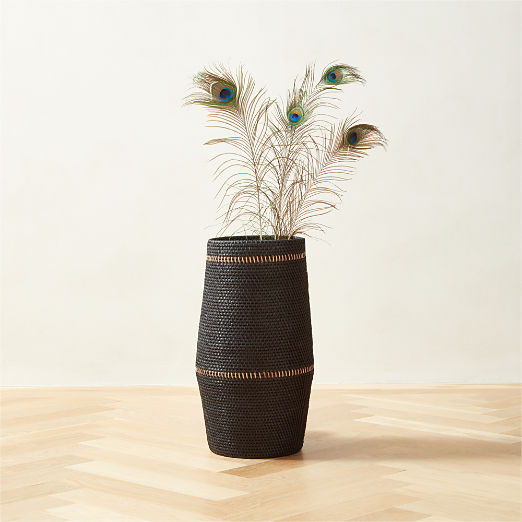 Korin Black Rattan Decorative Basket Small