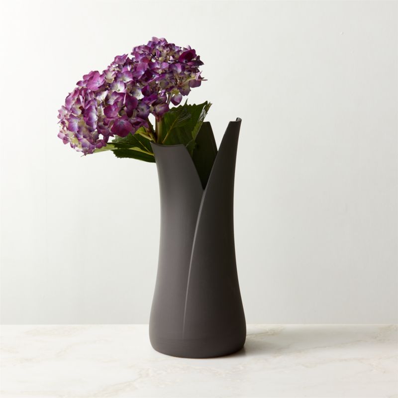 View Kos Charcoal Grey Porcelain Vase details