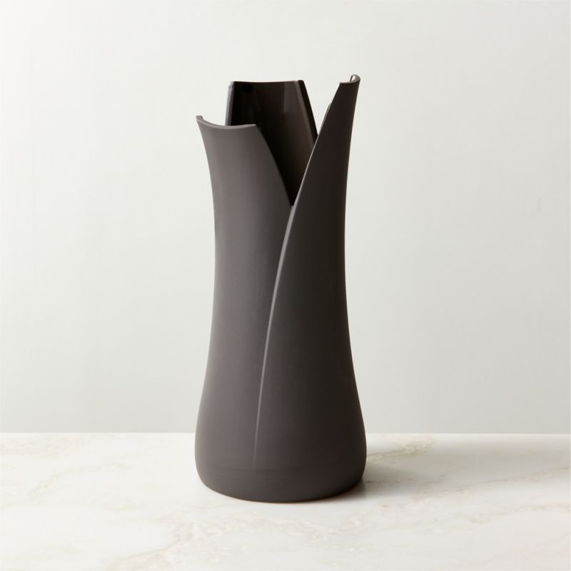 Kos Charcoal Grey Porcelain Vase - image 1 of 3