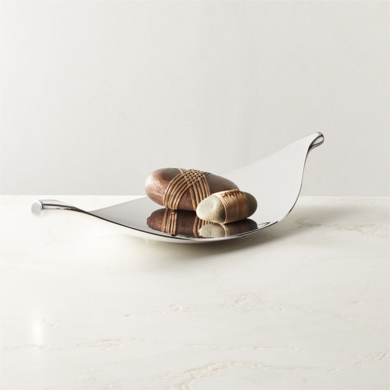 Kos Silver Cast Aluminum Leaf Decorative Tray - image 2 of 5