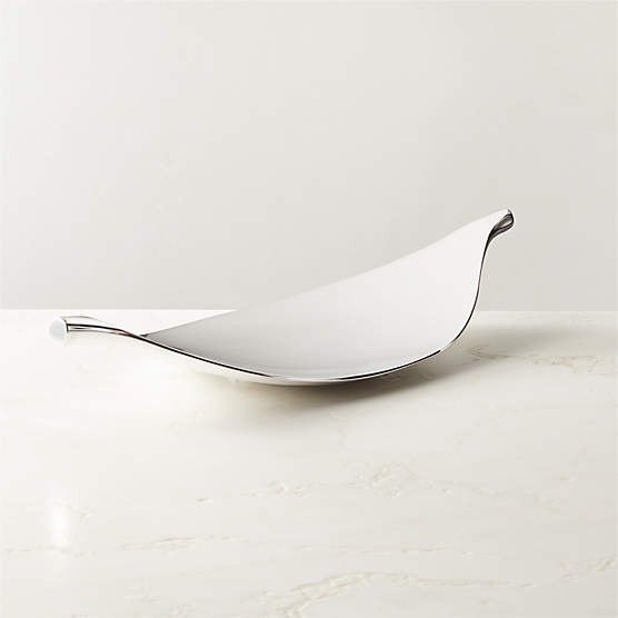 Kos Silver Cast Aluminum Leaf Decorative Tray