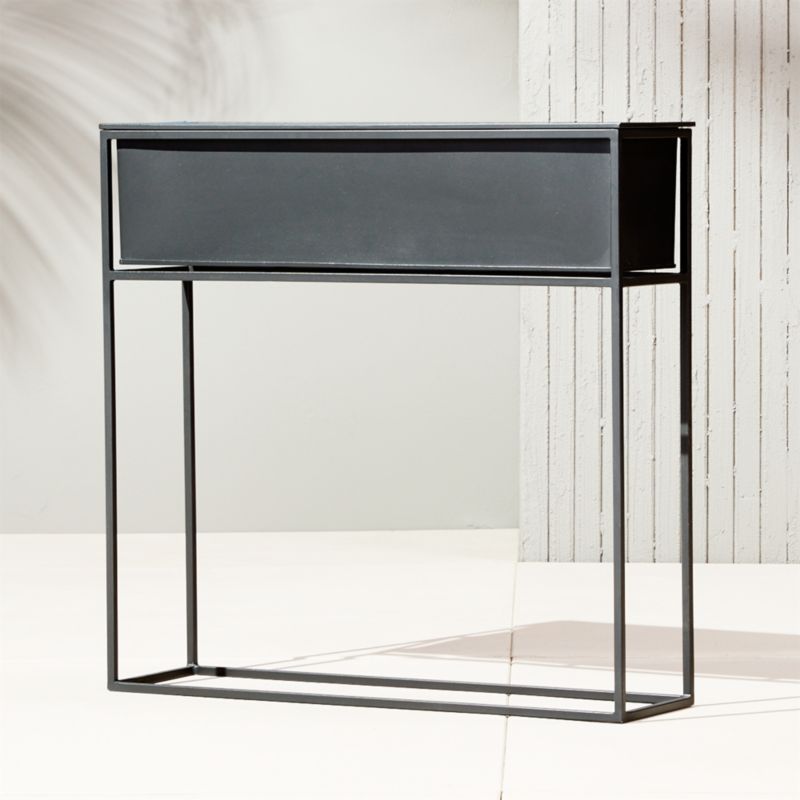 View Kronos Dark Grey Metal Indoor/Outdoor Raised Planter Tall details