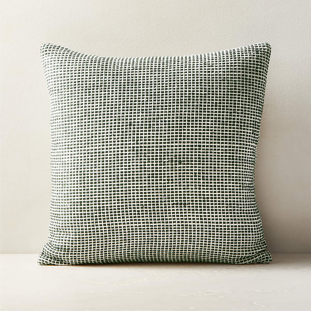 Kylen Woven Green Linen-Blend Throw Pillow with Down-Alternative Insert  18'' + Reviews