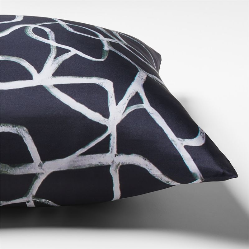 Kyo Black and White Silk Throw Pillow with Feather-Down Insert 20" - image 2 of 5