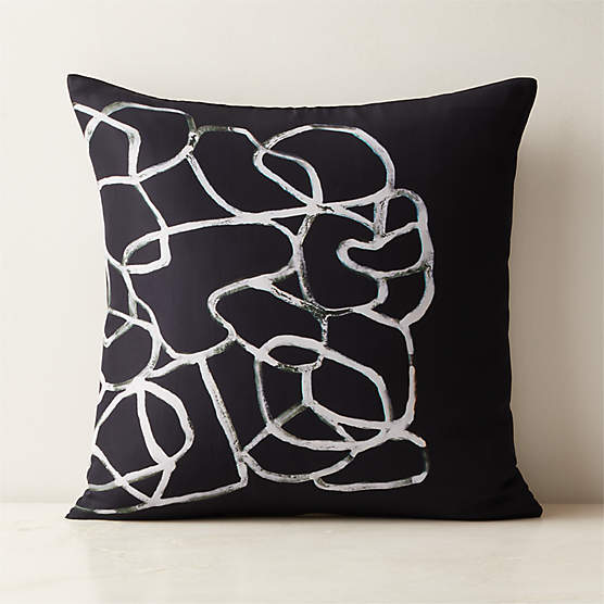 Kyo Black and White Silk Throw Pillow Cover 20"x20"
