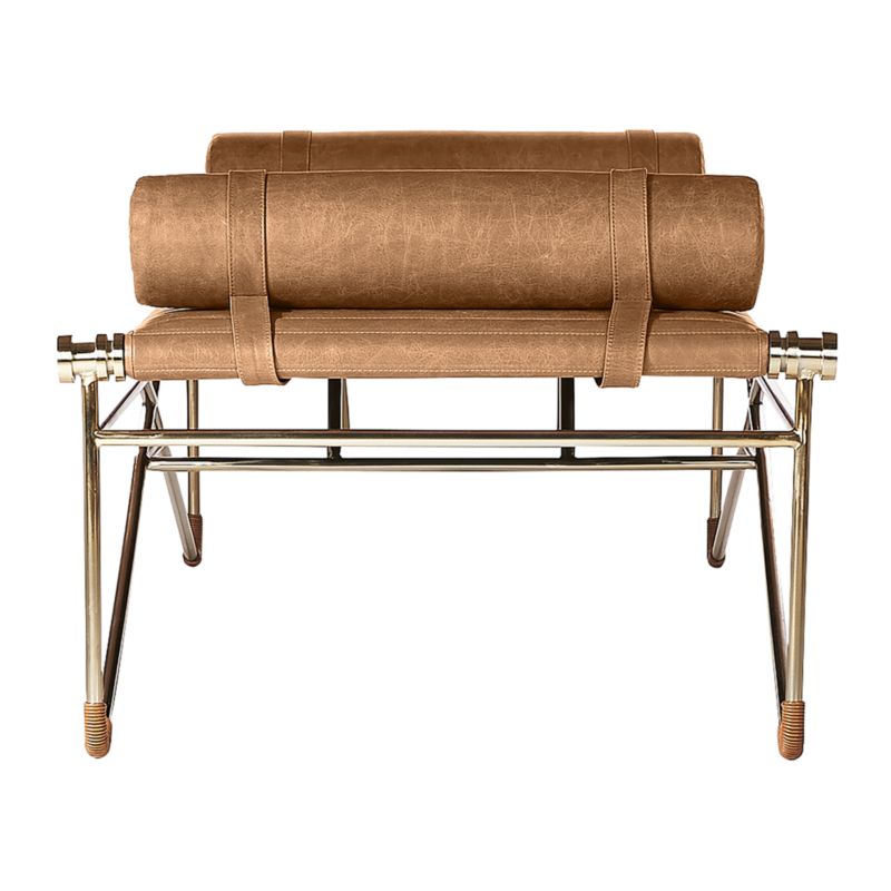 La Strizza 61" Saddle Leather Bench with Bolster Pillows by goop - image 9 of 15