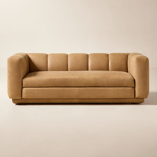 Yarrow 84" Brown Leather Apartment Sofa