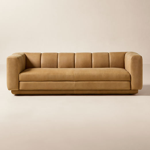 Yarrow Brown Leather Sofa (84"-97")