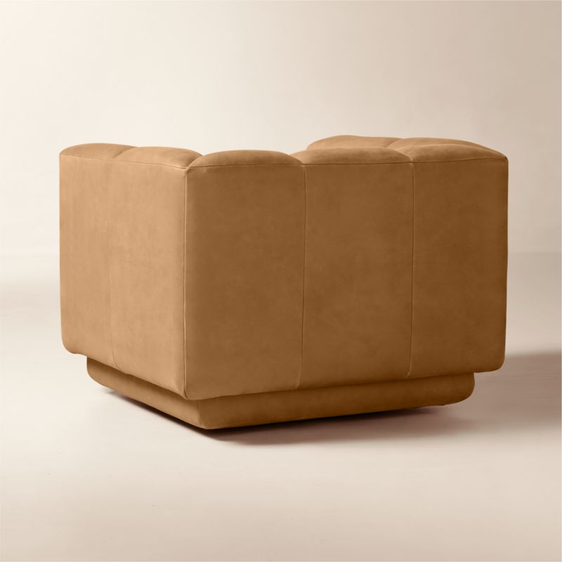 Yarrow Brown Leather Swivel Chair - image 6 of 10
