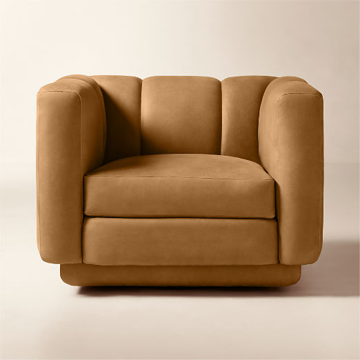 Yarrow Brown Leather Swivel Chair Set of 2