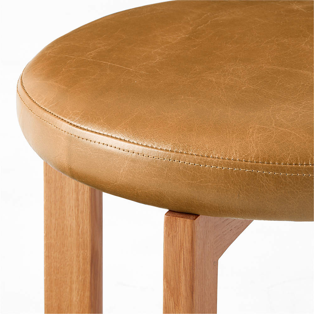 La Piedra Backless Brown Leather Bar Stools | CB2