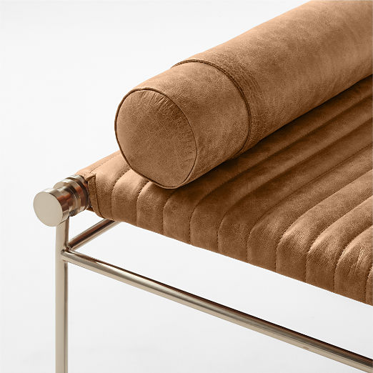 La Strizza 75" Saddle Leather Bench with Bolster Pillows by goop
