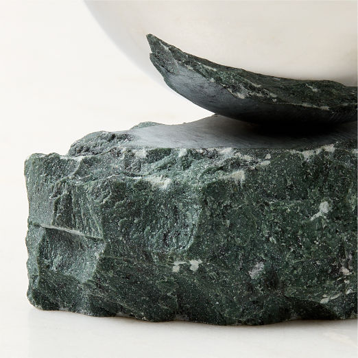 Laftin Polished Stainless Steel and Green Marble Snack Bowl 5"