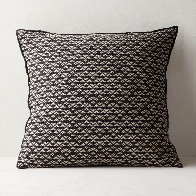 View Lagos Organic Cotton Black and White Throw Pillow With Down-Alternative Insert 23" details