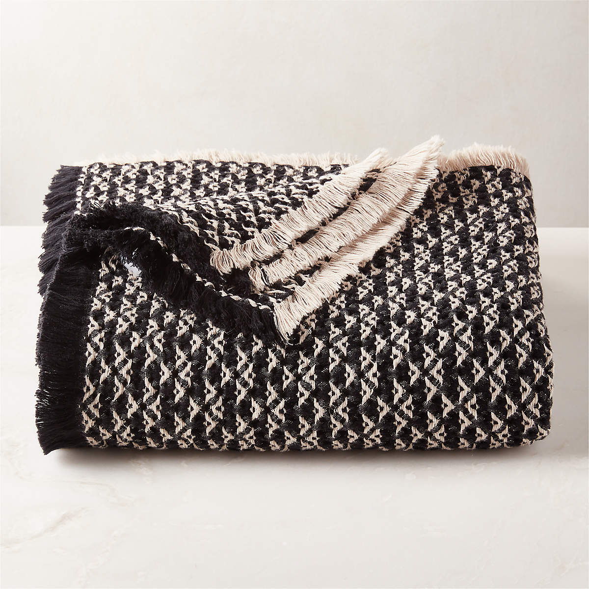 Lagos Organic Cotton Black and White Throw Blanket + Reviews CB2