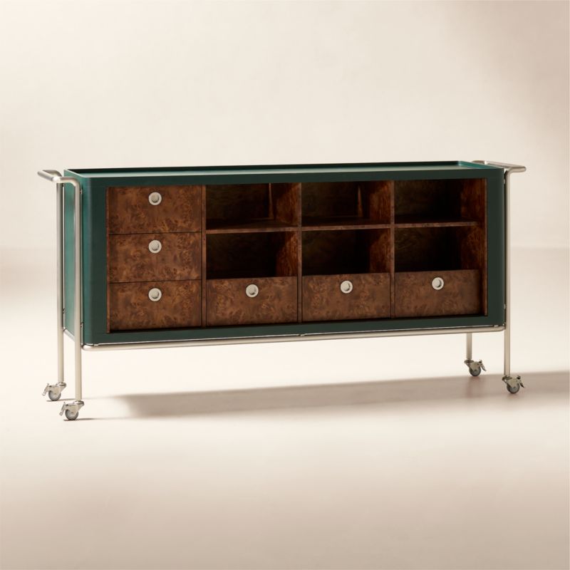 Lam-Louie Leather and Burl Wood DJ Console by Casa Dean by Swizz Beatz - image 3 of 10