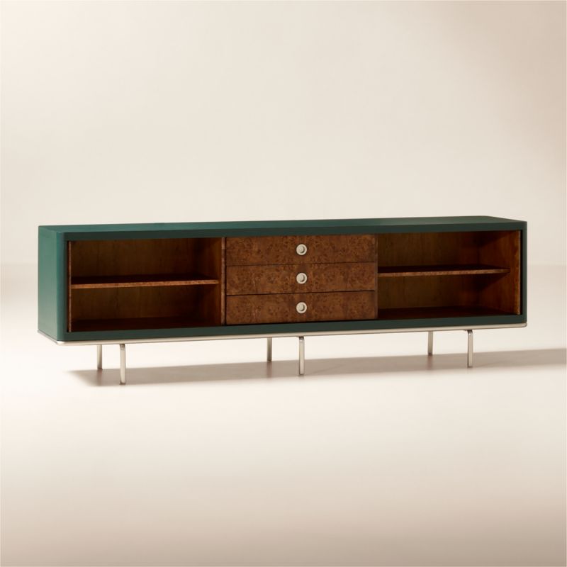 Lam-Louie Leather and Burl Wood Media Console by Casa Dean by Swizz Beatz - image 3 of 8