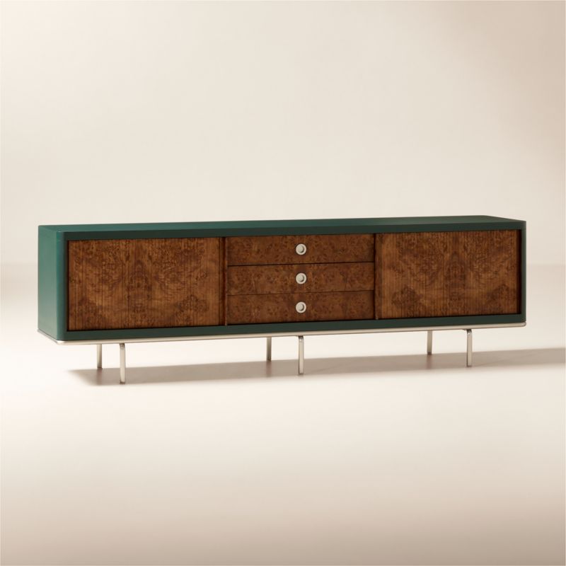 Lam-Louie Leather and Burl Wood Media Console by Casa Dean by Swizz Beatz - image 2 of 8