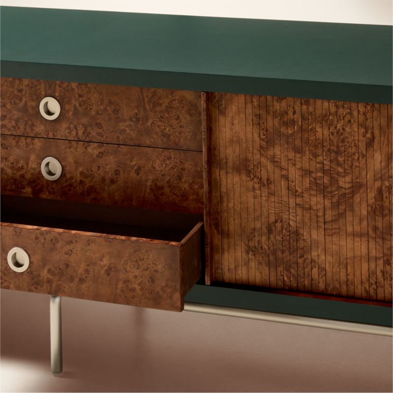 Lam-Louie Leather and Burl Wood Media Console by Casa Dean by Swizz Beatz - image 6 of 8