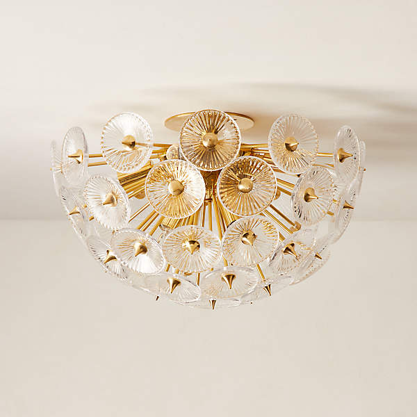 Brass Modern Crystal Ceiling Light Flush Mount Light Fixture