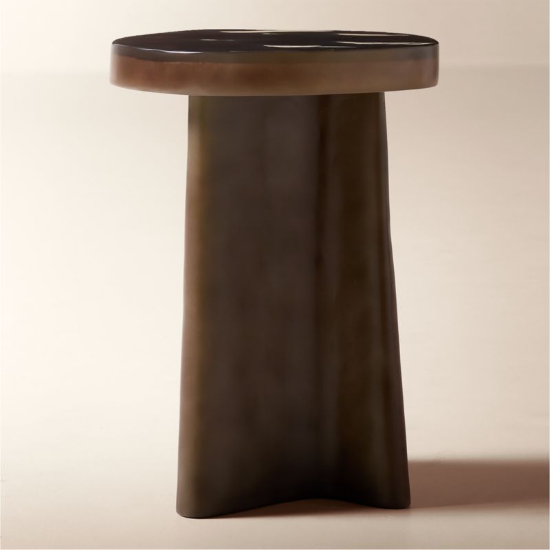 Lana 15" Dark Brown Resin Side Table by Casa Dean by Swizz Beatz - image 2 of 4