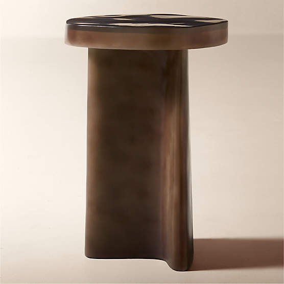 Lana 15" Dark Brown Resin Side Table by Casa Dean by Swizz Beatz
