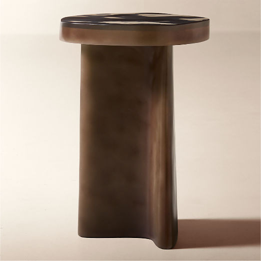Lana 15" Dark Brown Resin Side Table by Casa Dean by Swizz Beatz