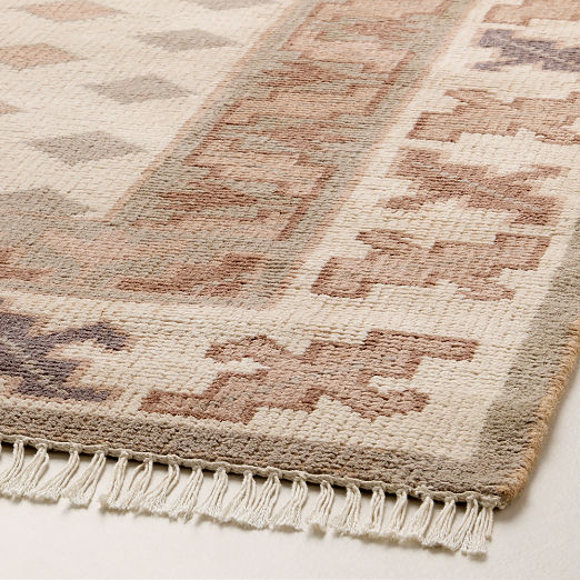 Lance Hand-Knotted Warm White and Cool Grey Wool and Nylon Perfomance Area Rug 6'x9'