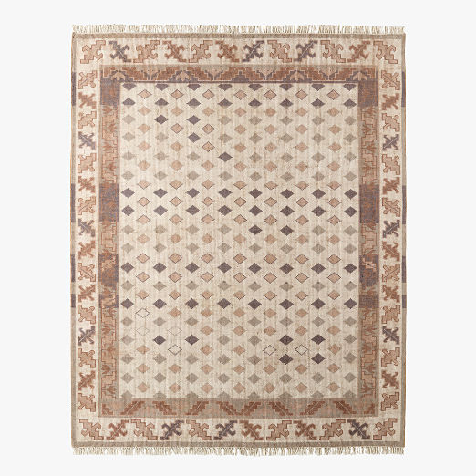 Lance Hand-Knotted Warm White and Cool Grey Wool and Nylon Perfomance Area Rug 5'x'8'