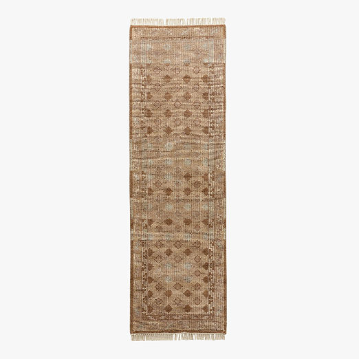 Lance Hand-Knotted Light Brown Wool and Nylon Runner Rug 2.5'x8'
