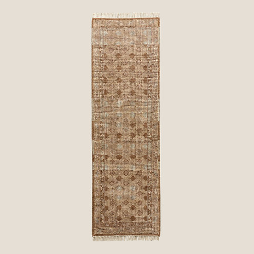 Lance Hand-Knotted Light Brown Wool and Nylon Runner Rug 2.5'x8'