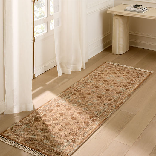 Lance Hand-Knotted Light Brown Wool and Nylon Runner Rug 2.5'x8'