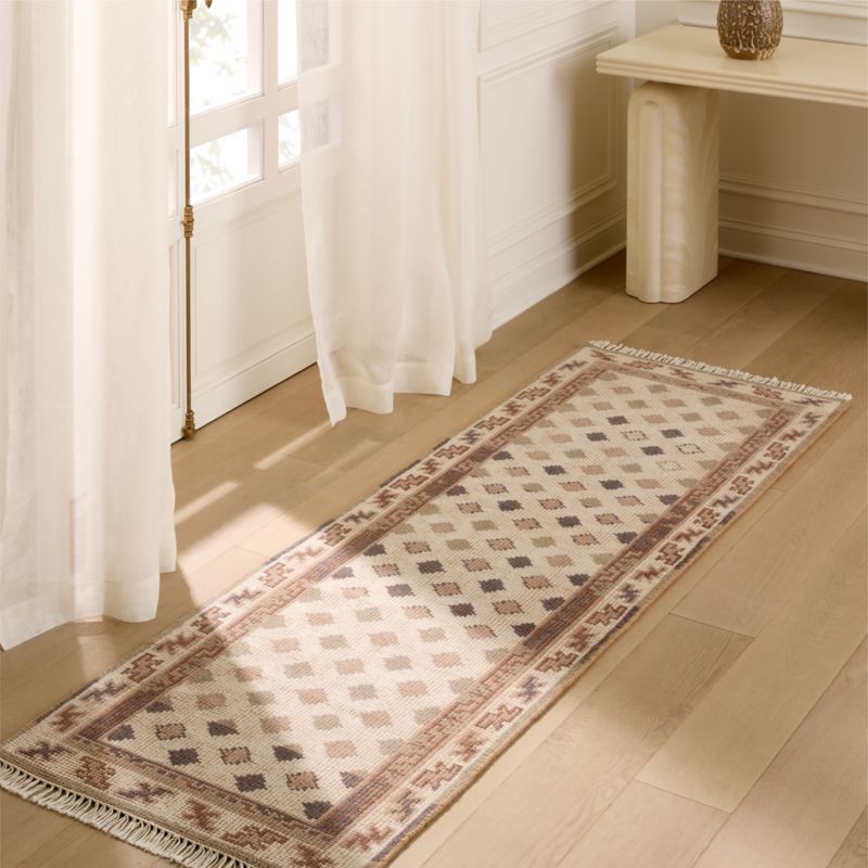 Lance Hand-Knotted Warm White and Cool Grey Wool and Nylon Perfomance Runner Rug 2.5'x8' - image 2 of 4