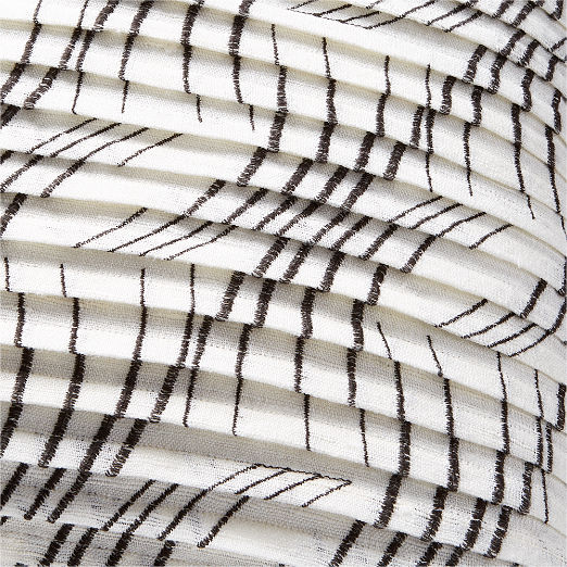 Lando Warm White and Black Pleated Silk and Linen Throw Pillow with Feather-Down Insert 23"x23"
