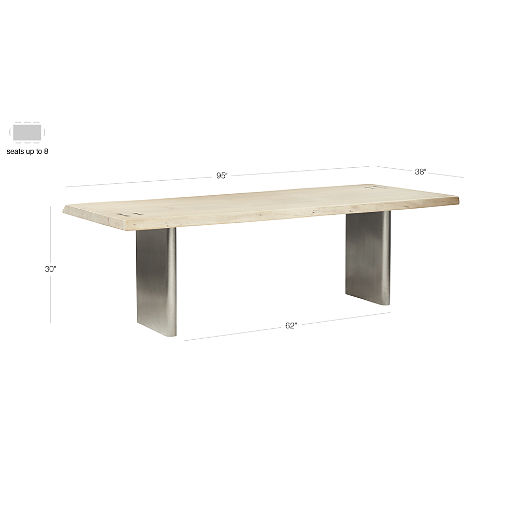 Landscape 95" Rectangular White Washed Wood Dining Table