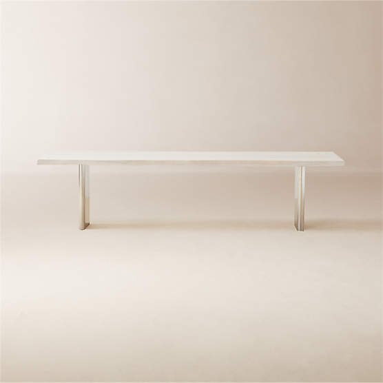 Landscape Rectangular White Washed Wood Dining Table 118"
