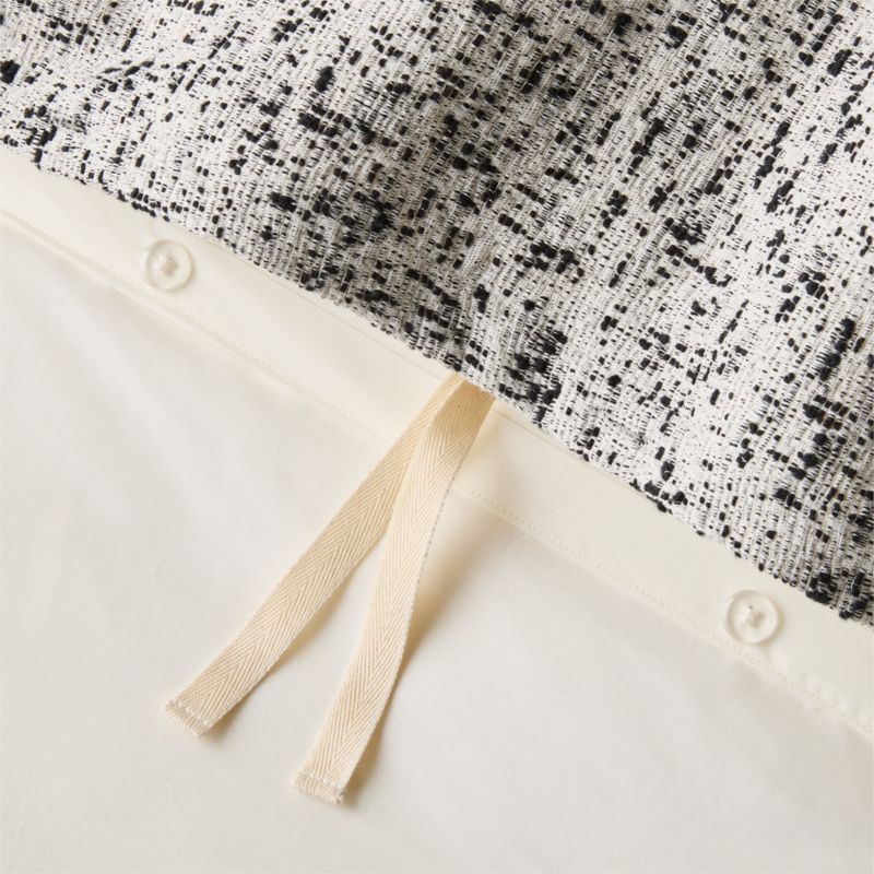 Lara Organic Cotton White with Black Boucle Full/Queen Duvet Cover - image 2 of 4