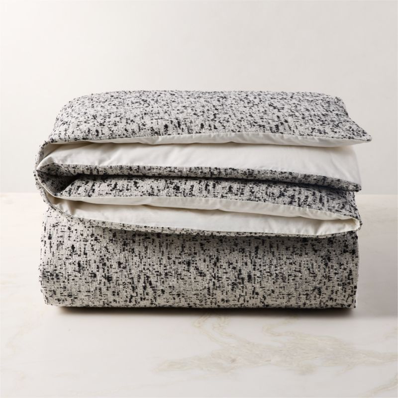 Lara Organic Cotton White with Black Boucle Full/Queen Duvet Cover - image 3 of 4