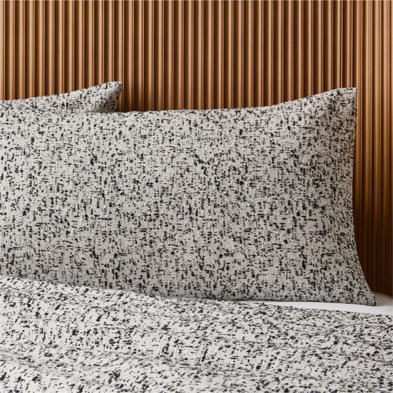 Lara Organic Cotton White with Black Boucle Standard Pillow Shams Set of 2 - image 1 of 6
