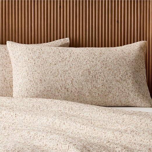 Lara Organic Cotton Light Brown Boucle King Pillow Shams Set of 2