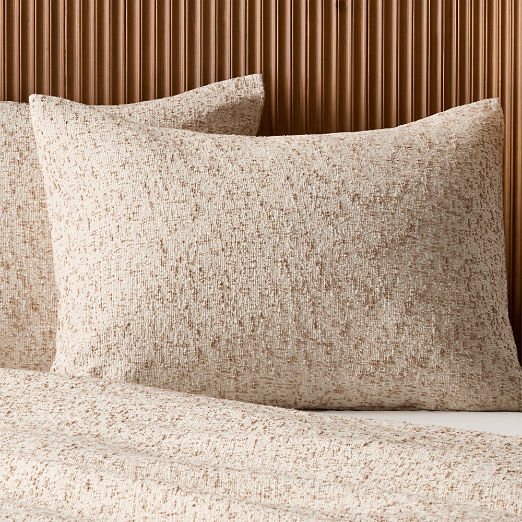 Lara Organic Cotton Light Brown Boucle Standard Pillow Shams Set of 2