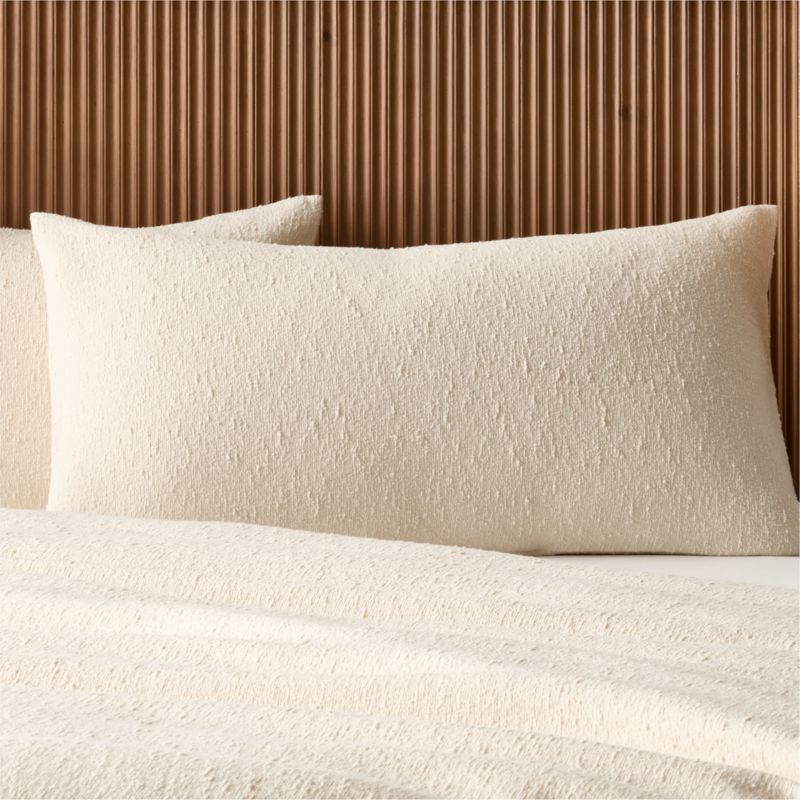 View Lara Organic Cotton Warm White Boucle King Pillow Shams Set of 2 details