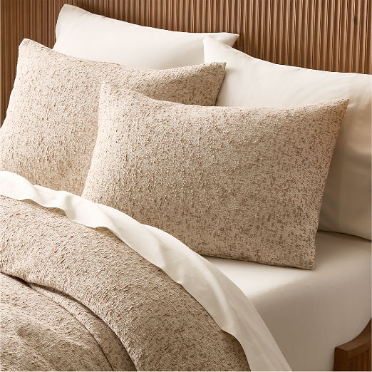 Lara Organic Cotton Light Brown Boucle King Pillow Shams Set of 2