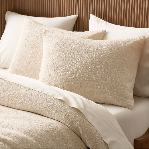 Lara Organic Cotton Warm White Boucle Standard Pillow Shams Set of 2