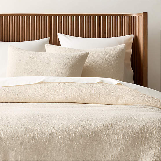 Lara Organic Cotton Warm White Boucle Full/Queen Duvet Cover
